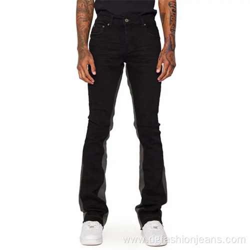 Slim Fit Hip Hop Flared Patchwork Stacked Jeans